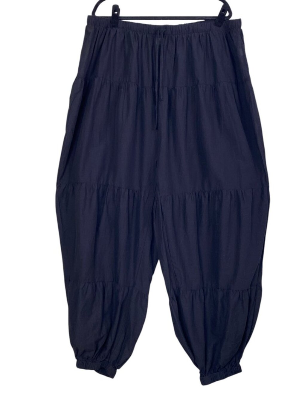 Festi Black Tiered Harem Pants Black Boho Festival Cotton Pull-On Jogger-3X